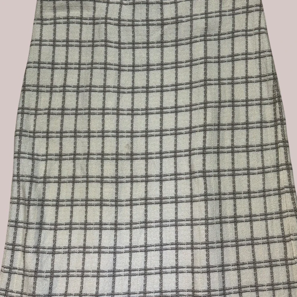 St. John Collection Gray Check Knit Pleated Midi Skirt Size 14 Vintage
